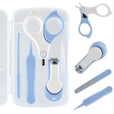 Imagem de Kit de Cuidados com Unhas do Bebê 4 em 1 Seguro e Prático Aparador de Unhas (azul)