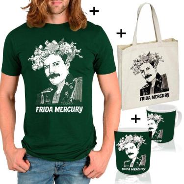 Imagem de Camiseta camisa Frida Mercury exclsuiva unissex + Sacola ecobag + caneca