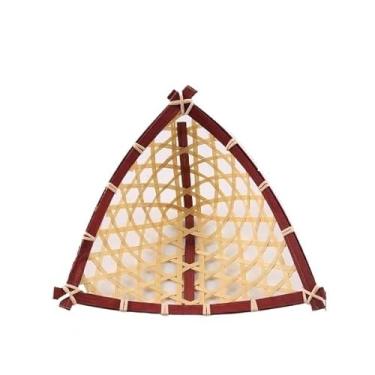 Imagem de Cestas de armazenamento de bambu trançado à mão, organizador decorativo para casa, frutas e lanches(Brown triangle slanted basket)