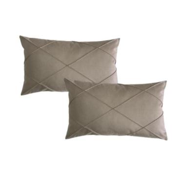 Imagem de Par de Almofada  Retangular Suede Drapeada Baguete 30x50 - Enxovais An