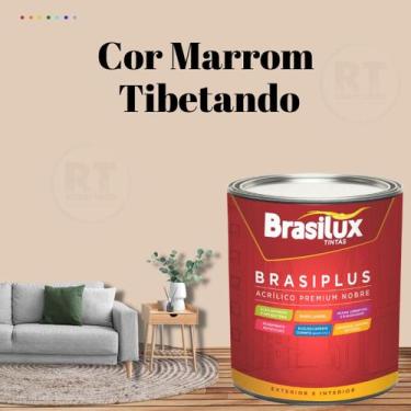 Imagem de Tinta de Parede Semi Brilho Marrom 800ml Brasiplus Acrilica Lavável. -