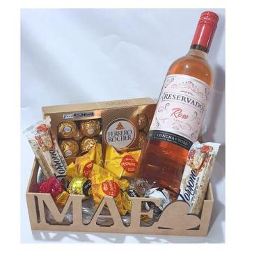 Imagem de Cesta Presente Dia Das Mães Chocolate Vinho , Aniversário Mãe - Cesta 