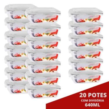 Imagem de 20 Marmita de Vidro 640ML c/ Divisória e Tampa Hermética - QUALITY HOU
