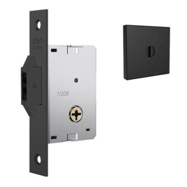 Imagem de Fechadura 1008 Porta De Correr Roseta Quadrada Black Stam