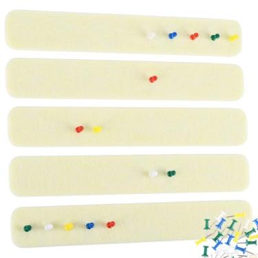 Imagem de SOFPLATE Pacote com 5 tiras de feltro para quadro de alfinetes de cortiça amarela com 30 pinos de pressão, barras autoadesivas de feltro para fotos, anotações, mensagens, agendas, casa, escritório