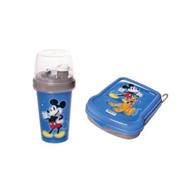 Imagem de Kit lanche infantil sanduicheira mini shakeira mickey plasutil - Plasú