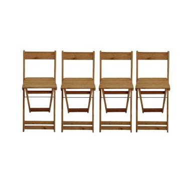 Imagem de Conjunto 4 Banquetas Alta Dobráveis Bar Balcão Em Madeira Mel
