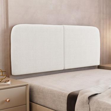 Imagem de Cabeceira Painel Orgânico Cama Box Queen Size Aira 160cm Dobrável Bouclé Off White - Desk Design