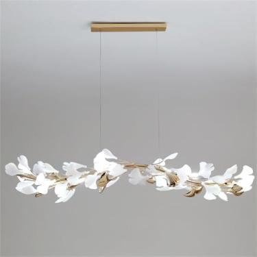 Imagem de Adesivos Modernos De 120cm Com Folhas De Ginkgo, Adesivos Retangulares Brah, Lustres Dourados Para Sala De Jantar E Quarto, Luminária De Luxo Pendt Light Isld Hging Para Sala De Estar