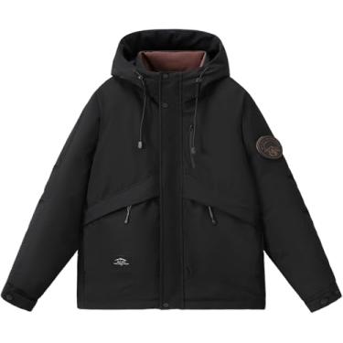 Imagem de Inverno Plus Size Moda Masculina Com Capuz Casual Quente Grosso Jaqueta De Algodão Ao Ar Livre Impermeável Engrossado Quente Versátil Casual Solto Jaqueta Masculina, black, 10XL