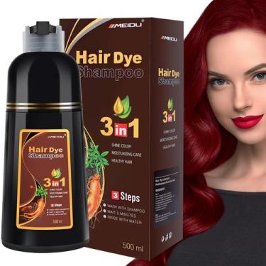 Imagem de Shampoo de tintura de cabelo IIIMEIDU Dark Burgundy 500 ml com cobertu