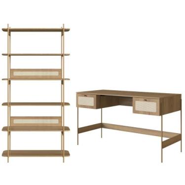 Imagem de Escrivaninha E Estante 28974 Palhinha Pes Metal Artesano, Hanover Dour