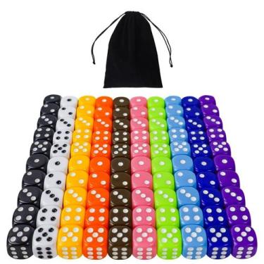 Imagem de Conjunto de dados SLAKOZYT de 6 lados, 16 mm, acrílico, 100 peças, 10 