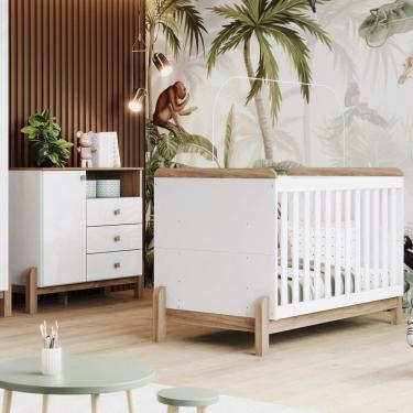 Imagem de Quarto de Bebê Completo Ternura 1 Porta 3 Gavetas Branco/Jequitibá - Henn