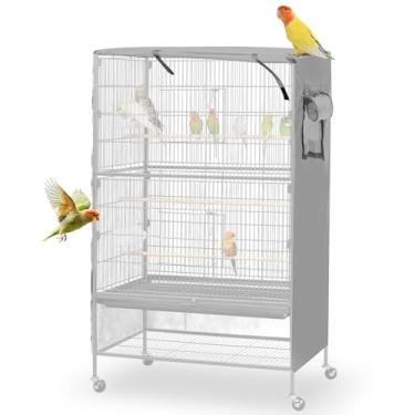 Imagem de ZESTEFY Capa para gaiola de pássaro, capa de gaiola de pássaro grande para noite, capa de pássaro para gaiola com capa frontal ajustável, capa blackout e capa respirável para gaiola de pássaros para