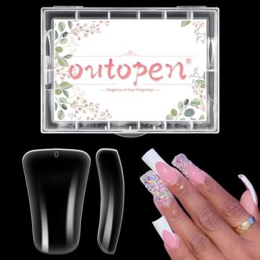 Imagem de outopen 504 peças de pontas longas de unhas de pato, pés em L, pontas de unhas claras, alargadas, para extensão de unhas falsas francesas, Y2K, Vibe e pontas de pato para iniciantes, manicure DIY, 12