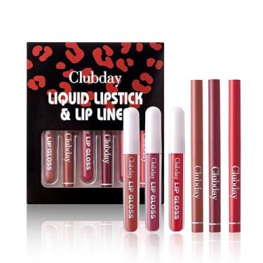 Imagem de Clubday Conjunto de 3 peças de batom líquido de veludo fosco e delineador labial suave, conjunto de maquiagem líquida, copo antiaderente, à prova d'água, batom de longa duração-02