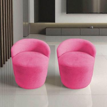 Imagem de Kit 2 Poltronas Decorativa Yara Orgânica Couro Rosa Pink - Mansão Deco
