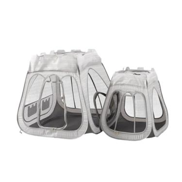 Imagem de Generic Cercadinho dobrável para animais de estimação, abrigo, malha respirável, 2 ambientes, barraca de brincar, cercado para cães, gatos, filhotes e