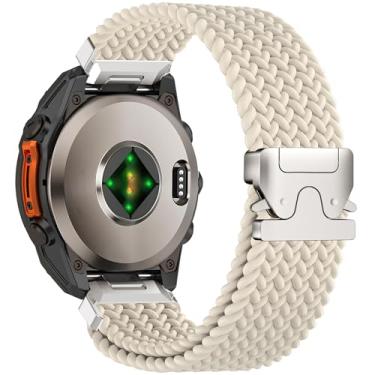 Imagem de Laband Pulseira de relógio QuickFit trançada elástica de 22 mm compatível com Garmin Fenix 8 de 47 mm/6 Pro/6/7/7 Pro/5/5 Plus, pulseira de tecido elástico de nylon elástico para Instinct 3 de 45 mm