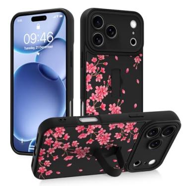 Imagem de Gukalong Capa de telefone para iPhone 17 Pro Max 6,9 polegadas rosa flores florais flor de cerejeira capa fina para telefone com alça suporte resistente ShockPro Maxof Pro Maxtective capa com suporte