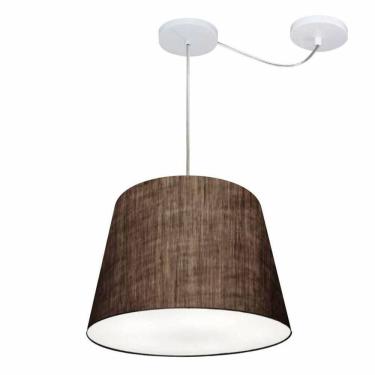 Imagem de Lustre Pendente Cone Com Desvio De Centro Vivare Md-4276 Cúpula Em Tecido 30x40cm - Bivolt Café 127/220v