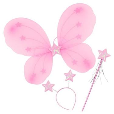 Imagem de Fantasia Fada Pink Kit com Asa, Varinha e Tiara Infantil - Abrakadabra