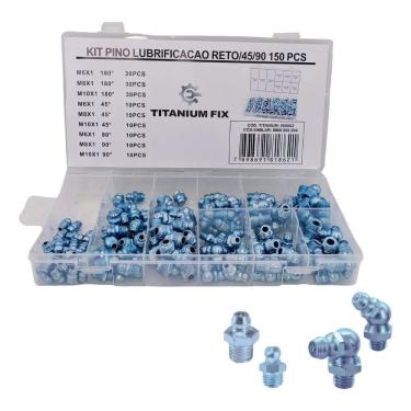 Imagem de 2X Kit 150 Uni Pino Bico Graxeiro Graxa Lubrificacao Reto/45