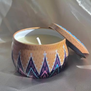 Imagem de Vela Aromática Artesanal em Lata Decorativa130g 30h de Duração Cera de Coco 100% Vegetal (bamboo)