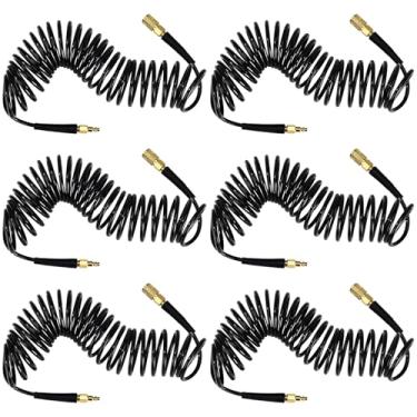 Imagem de Flutesan Pacote com 6, mangueira de ar de recuo de poliuretano, 1/10.2 cm x 7.6 m, mangueira de ar compressor de ar, linha de bobina flexível com restritor de curvatura Acoplador rápido industrial de