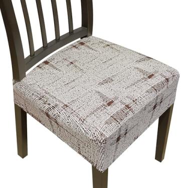 Imagem de Capas de cadeira de jantar, capas de assento para cadeiras de sala de jantar, conjunto de 6, capas elásticas para cadeira de cozinha, capa removível lavável para cadeira de sala de jantar, protetor de