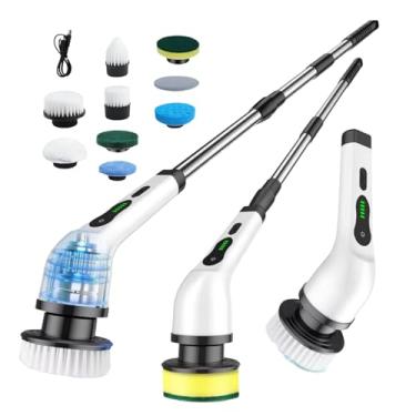 Imagem de Esfregão Elétrica de Limpeza 9 em 1 Recarregável Sem Fio, Cabo Extensível Para Banheiro, Cozinha, Vidros, Piso e Azulejos