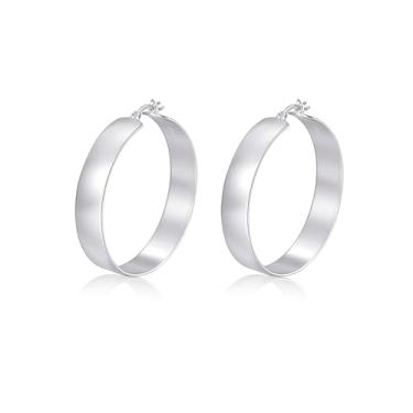 Imagem de Lansora Brincos de argola grossa banhados a ouro leve click-top grande redondo brincos minimalistas para mulheres e homens 30/40/50/60 mm, Cobre, Sem pedra preciosa