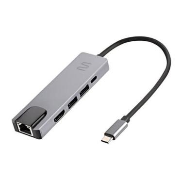 Imagem de Hub Dock Multilaser Usb Tipo-c 5 Em 1 Com Hdmi 4k, Rj45 Ethernet, Usb 3.0 E Power Delivery 100w