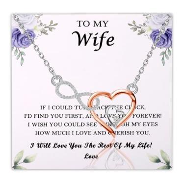 Imagem de FUSTMW Colar Esposa do Marido Romântico Aniversário Natal Presentes de Aniversário para Esposa Colar Coração Infinito