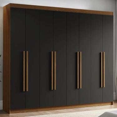 Imagem de Guarda-roupa Casal 8 Portas Batentes Rustic/preto/rustic Venus Madesa