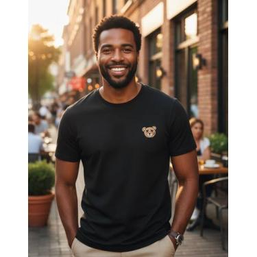 Imagem de Camiseta Masculina De Verão Com Estampa De Urso Minimalista - crushed,