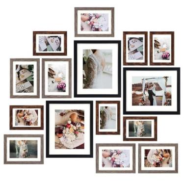 Imagem de Conjunto de molduras para fotos Fixwal, pacote com 15, com tapete para