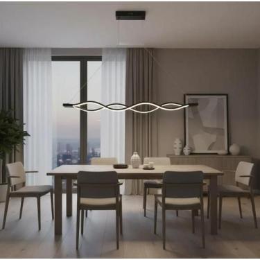 Imagem de Pendente Moderno Infinito Mesa De Jantar Espiral Led Preto - Decor Cin