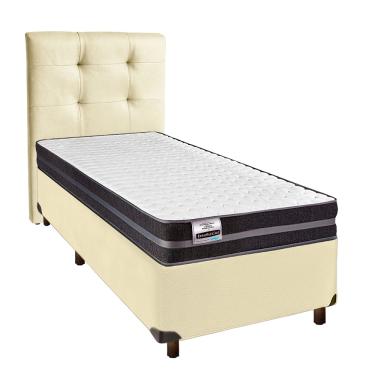 Imagem de Cama + Box Bege e Colchão Molas Ultralastic Solteiro - Bogota Inducol + Cabeceira