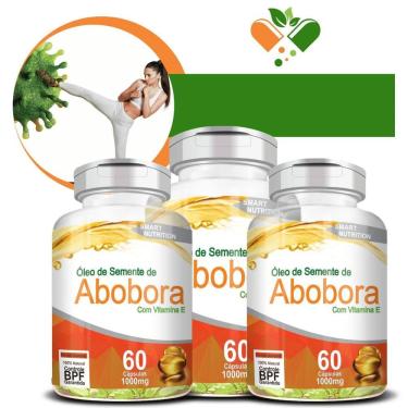 Imagem de Kit Com 3 Potes Semente De Abóbora 1000Mg 60 Cápsulas