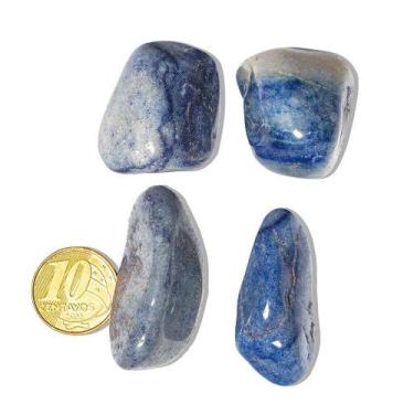 Imagem de Kit com 4 Cristais Azuis Grandes de Quartzo Rolado - 3 cm Aproximadame