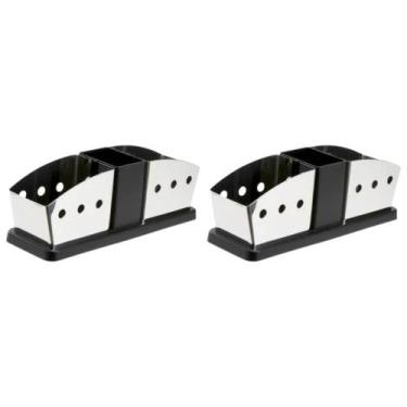 Imagem de Kit 2 Suportes Porta Sachês Açúcar Adoçante Colherinha Aço - Brinox