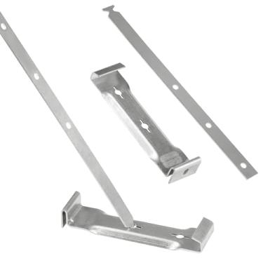 Imagem de Ypzxola 25 conjuntos de cabides de calha de teto de alumínio de 12,7 cm com tiras, fixação de calhas de teto de alumínio e aço sem beirais, ideal para calhas de alumínio e aço, solução de suporte de