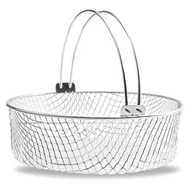 Imagem de Cesta de fritadeira a ar de 20 cm malha de substituição de acessórios de aço inoxidável 304 (cor: prata, tamanho: 20 polegadas) (prata 20 cm)