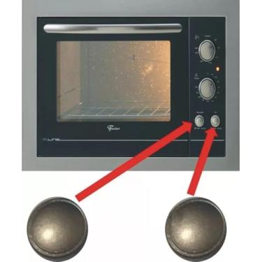 Imagem de Kit 2 Botões Dourador E Luz Forno Fischer Fit Line Original