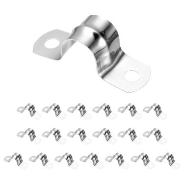 Imagem de HARFINGTON 50 braçadeiras de conduíte de 16 mm de 5/20.3 cm, braçadeira de tubo M16 U, correia rígida de aço inoxidável, suporte em forma de U com dois furos para fixação de fio de mangueira de tubo
