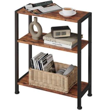 Imagem de Mesa lateral Vantimo de 3 camadas para espaços pequenos, marrom rústic