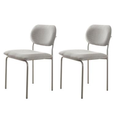 Imagem de Conjunto Com 2 Cadeiras Metal Marchezine Moderna Mobilia Luna Prata