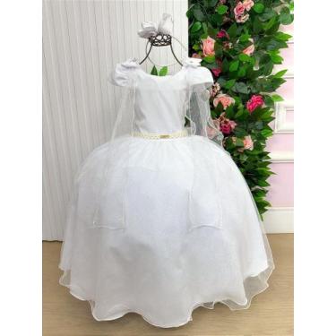Imagem de Vestido Longo Diamante Branco Banana Club para Meninas, 12